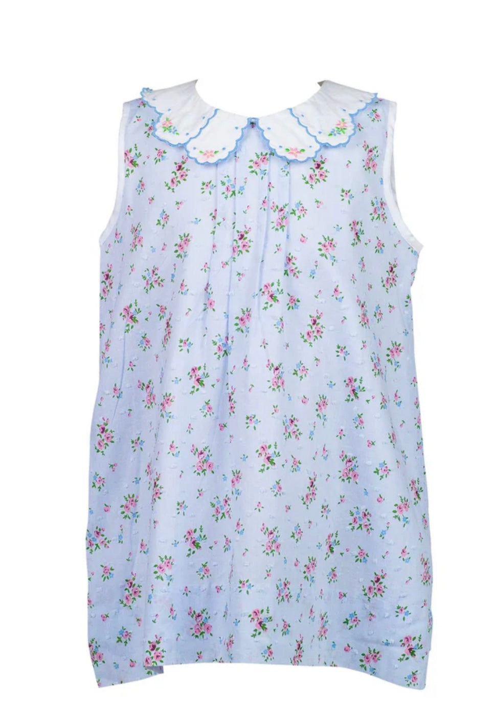 Proper Peony Bea Blue Floral Dotted Swiss Dress